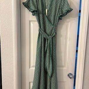 Max Studio Green Patterned Maxi Dress